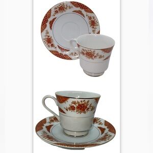MIKASA EMPRESS FOOTED TEACUP AND SAUCER FINE CHINE VINTAGE L6009